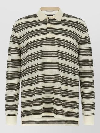 Wales Bonner samuel long sleeve polo striped knit