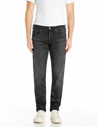 Replay Straight-Jeans REPLAY GROVER, Herren, Gr. 28, L&auml;nge 30, schwarz delav&eacute;, Denim/Jeans, Obermaterial: 99% Baumwolle, 1% Elasthan, straight fit lang, Jean
