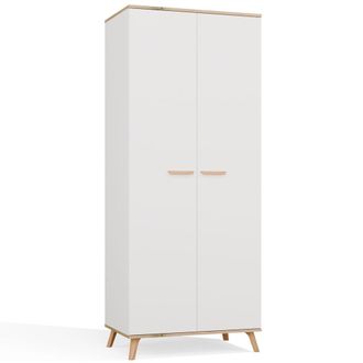 Topeshop Olympo 2d - Armario, 2 Puertas, 7 Estantes - 80x195x50 Cm - Blanco / Roble Artisan