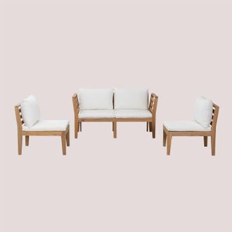Sklum Sklum - Sof&aacute; Modular De Jard&iacute;n De 4 Piezas Con Reposabrazos En Madera De Acacia Filips