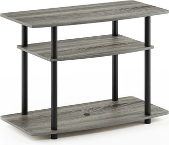 Furinno 13192 Turn-N-Tube No Tools 3-Tier TV Stands, French Oak Grey/Black