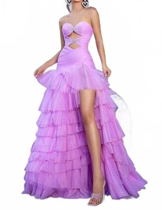 Portia & Scarlett Enchantress Tiered Tulle Gown In Pink