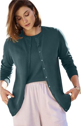 Jessica London Fine Gauge Button Front Cardigan in Mystic Pine at Nordstrom, Size 24
