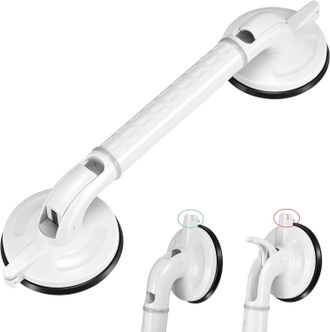 OEM Barra De Ducha Con Ventosa De 46 Cm - Indicador De Seguridad, Asas Para Personas Mayores Y Discapacitadas - Agarre Antideslizante - Ventosas Grandes Y