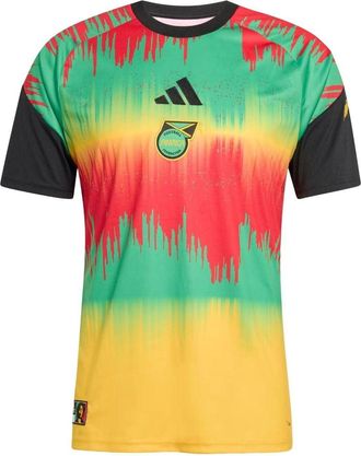 adidas Jamaica 2026 x Bob Marley Home Pre Match Jersey Asia Sizing Bold Gold Vivid Green Pure Ruby KA1905
