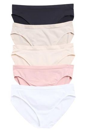 Yogalicious Soft Smoothing Seamless 5-Pack Assorted Briefs in Crystal Gray/Shadow Rock at Nordstrom Rack, Size X-Large