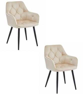 OEM Silla Jork - Terciopelo Beige / Patas Negras X 2