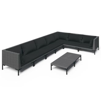 vidaXL Set Sof&aacute;s De Jard&iacute;n 8 Pzas Cojines Rat&aacute;n Sint&eacute;tico Gris Oscuro Vidaxl