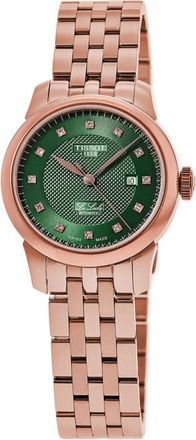 Tissot Le Locle Automatic Green Diamond Dial Rose Gold PVD Steel Womens Watch T006.207.33.096.00