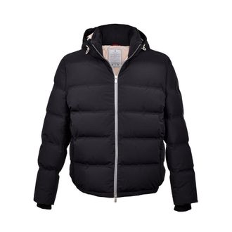 Brunello Cucinelli Jet Black Quilted Down Bomber Jacket, Size X-Large