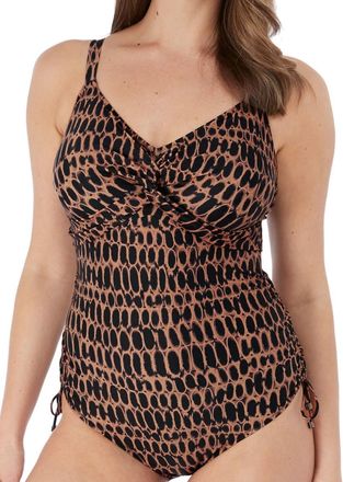Fantasie Womens Kotu Twist Front Adjustable Leg Swimsuit - Brown Nylon - Size 32DD