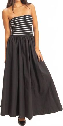 HYFVE Striped Strapless Flowy Dress In Black