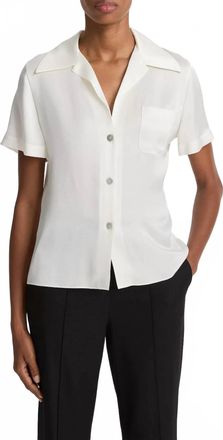 Vince Silk Short-Sleeve Button-Front Shirt In Off White