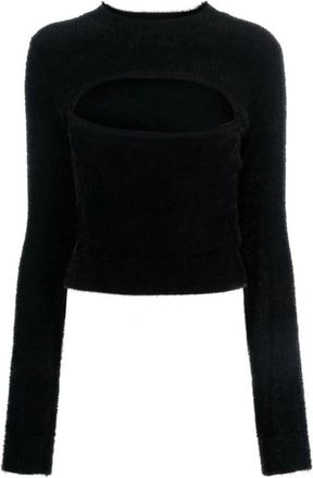 Moschino Rondgebreide trui - Dames - Ronde hals truien - Zwart - M - Truien & Vesten
