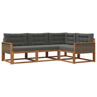 vidaXL Conjunto De Sof&aacute;s De Exterior 4 Pcs Natural Y Antracita Vidaxl