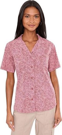 Royal Robbins Spotless Evolution Meadow Short Sleeve Womens Clothing Mahogany Briar Print : SM, Elastane/Polyester