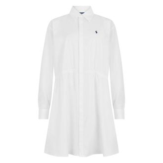Polo Ralph Lauren Short Dresses, female, White, Size: L Drawstring Shirt Dress