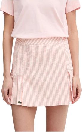 Lacoste Korte Seersucker Wikkelrok - Dames - Korte rokken - Roze - XL - Katoen - Rokken