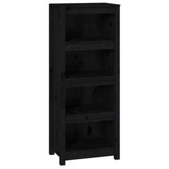 Berkfield Home Book Cabinet Black 50x35x125.5 cm Solid Wood Pine