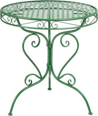 Beliani Mesa de balcón exterior tablero redondo de metal con volutas decorativas verde Albinia