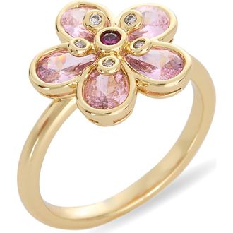 Covet Stone Flower Ring in Pink Multi /Gold at Nordstrom Rack, Size 6