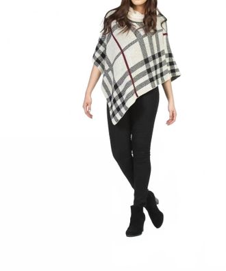 Papillon Plaid Cowl Neck Poncho In Natural