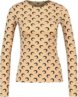 Marine Serre Brown Moon Jersey Crewneck Top T-Shirt