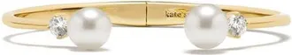 Kate Spade New York Imitation Pearl & Cubic Zirconia Open Hinged Cuff in Cream Multi at Nordstrom