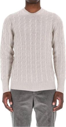 Drumohr Beige Cashmere Kabeltrui - Heren - Cashmere truien - Beige - L - Kasjmier - Truien & Vesten