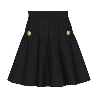 Balmain Falda de punto acampanada con rayas brillantes - Skirts - Mujer - Negro - L