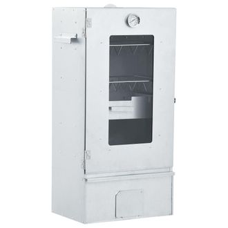 Berkfield Home BBQ Oven Smoker with 1kg Wood Chips 44.5x29x83 cm in Silver