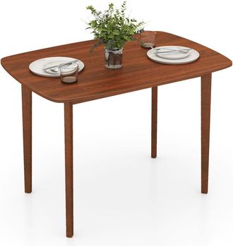 Costway Rectangular Kitchen Table 110cm Wooden Dining Table for 2-4 People