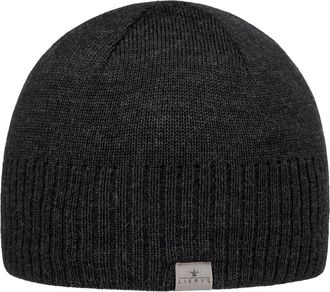 Lierys KNITH Beanie Fine Rip Merino Beanie Fleece Lined Autumn Winter Men Anthracite One Size