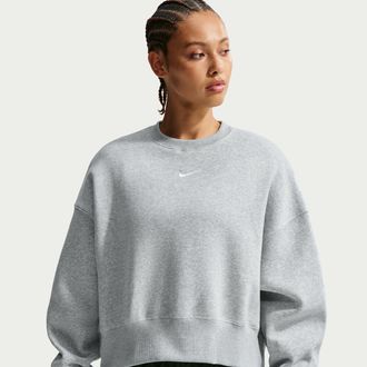 Nike Womens Nike Sportswear Phoenix Fleece Over-Oversized Crew-Neck Sweatshirt in Grey | DQ5761-043