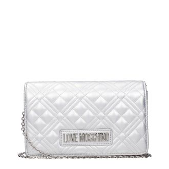 Love Moschino Damens Polyurethan-Silber/Silber-Pochette