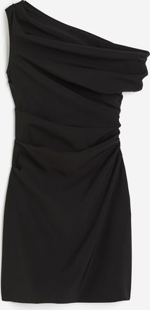 H&M Drapiertes One-Shoulder-Kleid - Schwarz