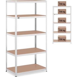 MSW Bike Accessories Scaffale portaoggetti in metallo 5 ripiani 750 kg 100 x 60 x 197 cm grigio