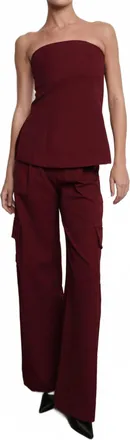Parentezi Piper Wide Leg Pant In Burgundy