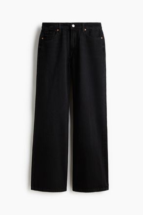 H&M Wide Regular Jeans - Schwarz