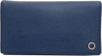 Bulgari Bvlgari Bvlgari Navy Leather Long Wallet (Bi-Fold) (Pre-Owned)