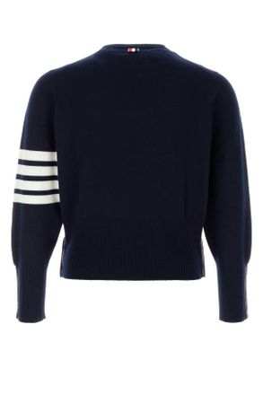 Thom Browne Mens Navy Blue Cashmere Sweater Self Maglieria