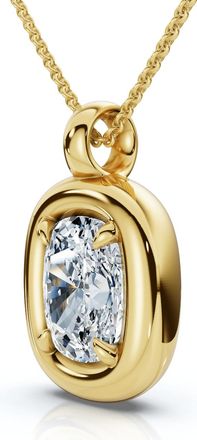 Pompeii3 1Ct Cushion Diamond Navi Pendant 14k Gold Lab Grown 18 Necklace Size: 5/8 Tall