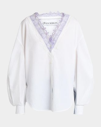 J.W.Anderson Lace Trim V-Neck Cotton Blouse