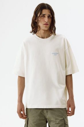 H&M Oversized Fit Printed Cotton T-shirt in Cream/car at Nordstrom, Size X-Large