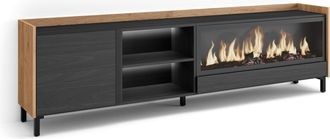 Skraut Home Skraut Home - Mueble Tv, Televisi&oacute;n, Muebles De Sal&oacute;n, Almacenaje, 212x35x61cm, Para Tv Hasta 80, Chimenea El&eacute;ctrica Xxl, Dise&ntilde;o Industrial, Led, Esti