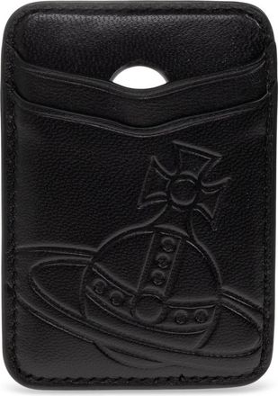 Vivienne Westwood Accessoires, unisex, Zwart, ONE Size, Leer, Mag Safe Leren Kaarthouder