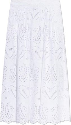 Etro Broderie Anglaise Midi Rok - Dames - Midirokken - Wit - S - Katoen - Rokken