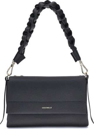Coccinelle Womens Shoulder Bag Boheme Black-Cognac Calf Leather (bos Taurus) Black/cognac