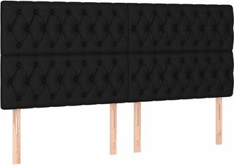 vidaXL Cabecero Con Luces Led Tela Negro 180x7x118/128 Cm Vidaxl