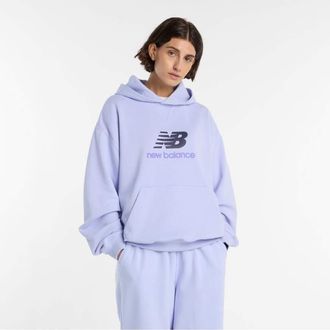 New Balance Athletics - Felpa con cappuccio in spugna con logo color daybreak-Viola
